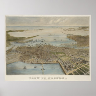 Pictorial Map of Boston (1870) (2) Poster