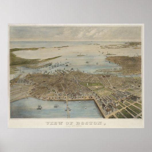 Pictorial Map of Boston (1870) (2) Poster (Voorkant)