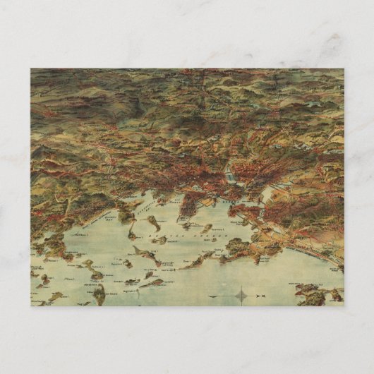  Pictorial Map of Boston (1905) Briefkaart (Voorkant)