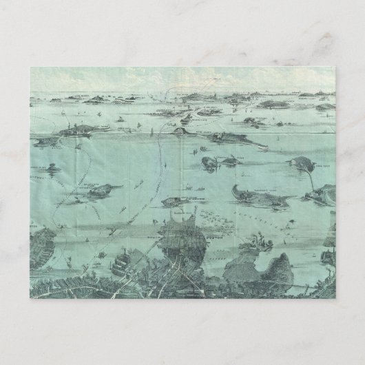  Pictorial Map of Boston Harbour (1897) Briefkaart (Voorkant)