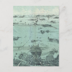 Pictorial Map of Boston Harbour (1897) Briefkaart