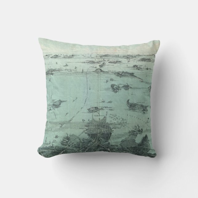  Pictorial Map of Boston Harbour (1897) Kussen (Voorkant)