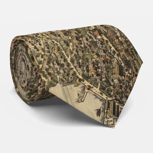  Pictorial Map of Bristol RI (1891) Stropdas (Opgerold)