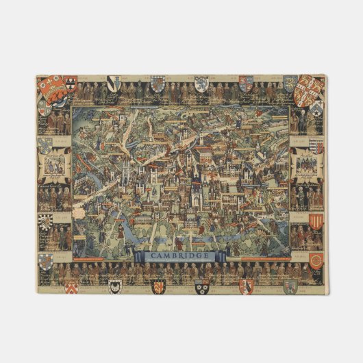 Pictorial Map of Cambridge, Engeland Deurmat (Voorkant)