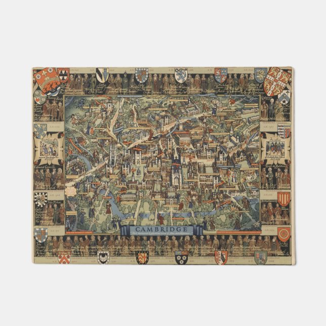 Pictorial Map of Cambridge, Engeland Deurmat (Voorkant)