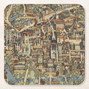 Pictorial Map of Cambridge, Engeland Kartonnen Onderzetters