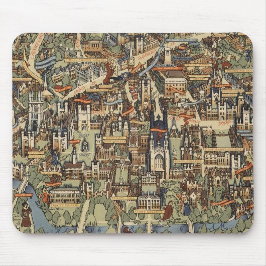 Pictorial Map of Cambridge, Engeland Muismat (Voorkant)