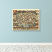 Pictorial Map of Cambridge, England Canvas Afdruk (Insitu (Houten vloer))