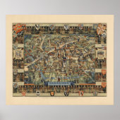 Pictorial Map of Cambridge, England Poster (Voorkant)