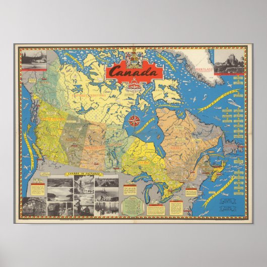 Pictorial Map of Canada - Landmarks Poster (Voorkant)