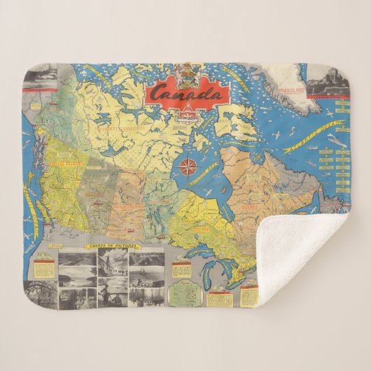 Pictorial Map of Canada - Landmarks Sherpa Deken (Voorkant (horizontaal))
