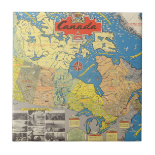 Pictorial Map of Canada - Landmarks Tegeltje