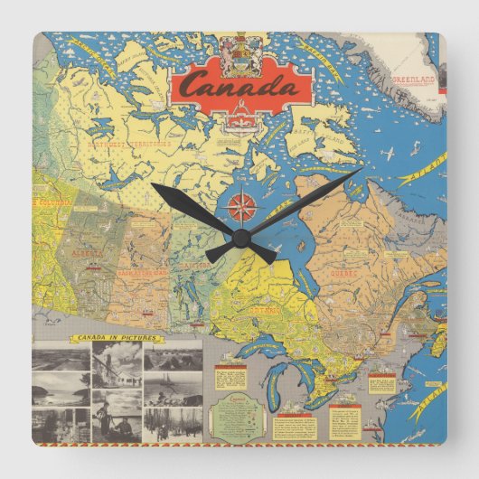 Pictorial Map of Canada - Landmarks Vierkante Klok (Voorkant)