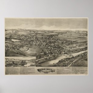 Pictorial Map of Carriou Maine (1893) Poster