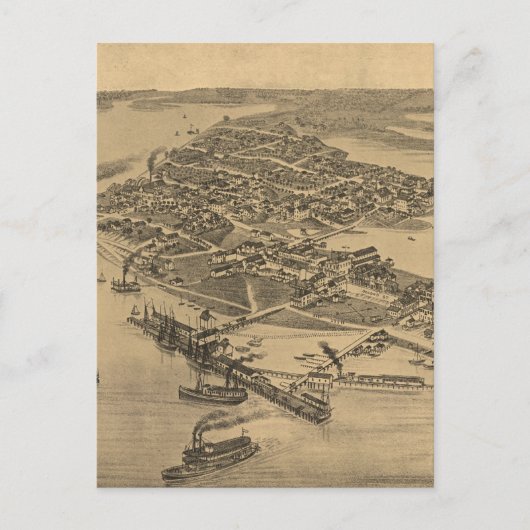  Pictorial Map of Cedar Key FL (1884) Briefkaart (Voorkant)