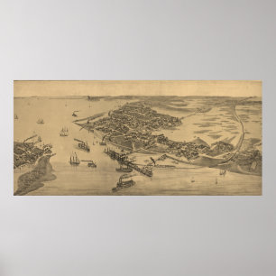  Pictorial Map of Cedar Key FL (1884) Poster