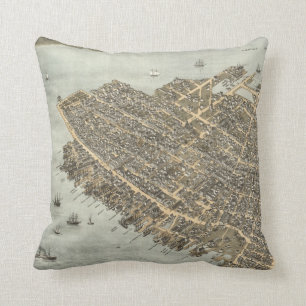 Pictorial Map of Charleston (1872) Kussen