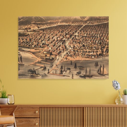  Pictorial Map of Chicago (1871)(2) Canvas Afdruk (Insitu (Woonkamer))
