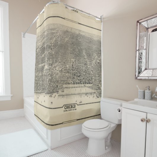  Pictorial Map of Chicago (1916) Douchegordijn (In situ)