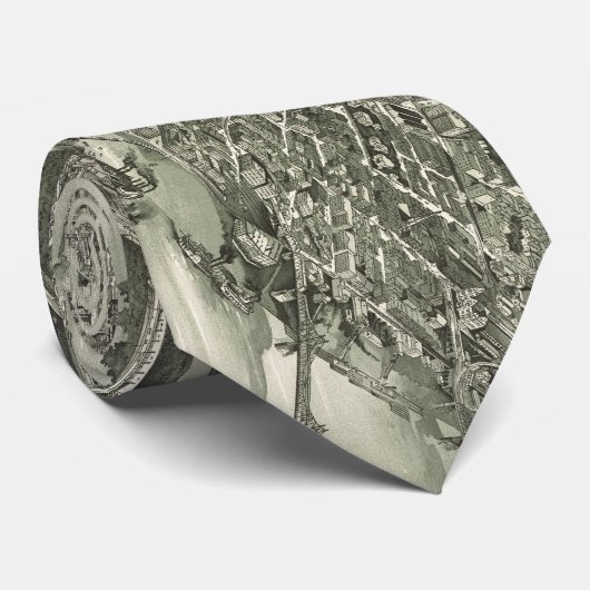  Pictorial Map of Cincinnati (1900) Stropdas (Opgerold)