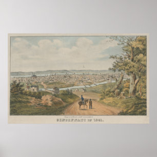  Pictorial Map of Cincinnati OH (1841) Poster