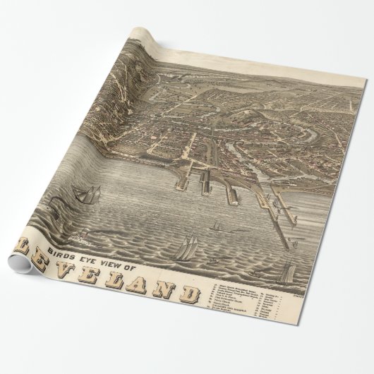  Pictorial Map of Cleveland (1877) Cadeaupapier (Uitgerold)