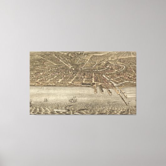  Pictorial Map of Cleveland (1877) Canvas Afdruk (Voorkant)