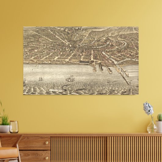  Pictorial Map of Cleveland (1877) Canvas Afdruk