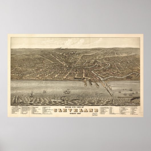 Pictorial Map of Cleveland (1877) Poster (Voorkant)