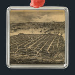 Pictorial Map of Coronado Beach (1880) Metalen Ornament<br><div class="desc">Dit is een  foto van Coronado Beach California,  geproduceerd in 1880.</div>