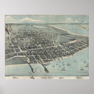  Pictorial Map of Corpus Christi TX (1887) Poster