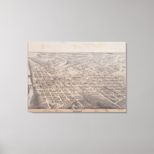  Pictorial Map of Dallas Texas (1872) Canvas Afdruk (Voorkant)