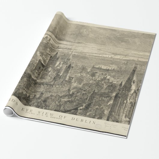 Pictorial Map of Dublin Ireland (1890) Cadeaupapier (Uitgerold)