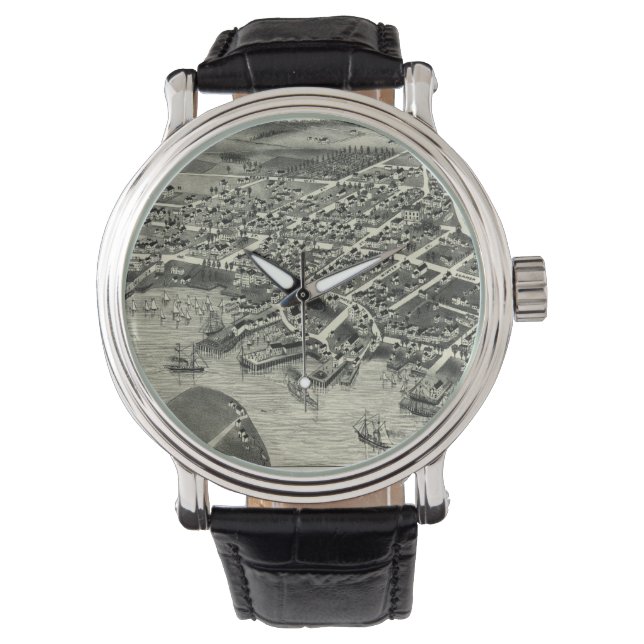  Pictorial Map of Edgartown MA (1886) Horloge (Voorkant)