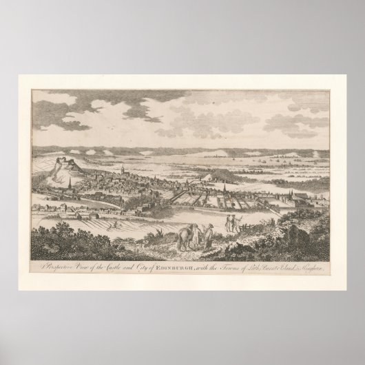 Pictorial Map of Edinburgh Scotland (1760) Poster (Voorkant)