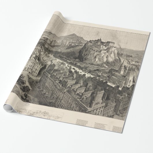  Pictorial Map of Edinburgh Scotland (1886) Cadeaupapier (Uitgerold)