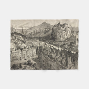 Pictorial Map of Edinburgh Scotland (1886) Fleece Deken