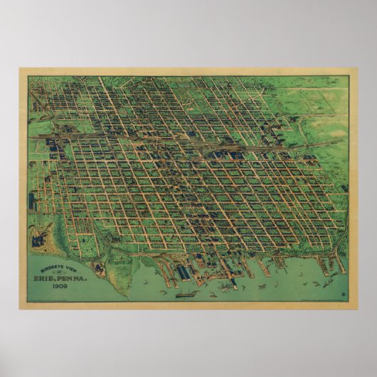Pictorial Map of Erie PA (1909) Poster (Voorkant)
