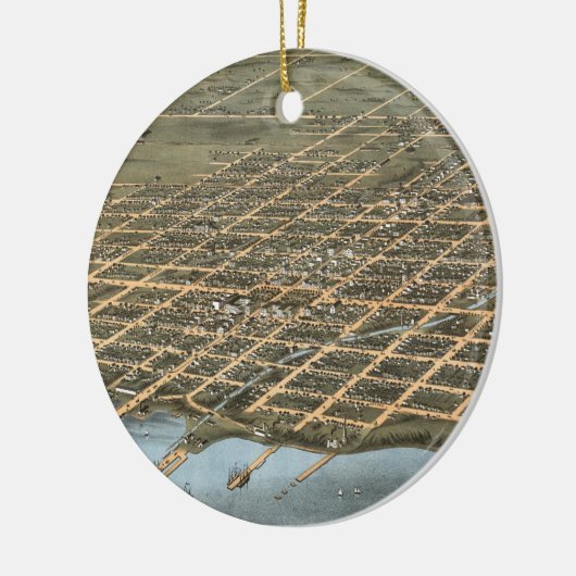 Pictorial Map of Erie Pennsylvania (1870) Keramisch Ornament (Links)