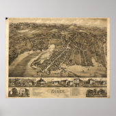  Pictorial Map of Essex Connecticut (1881) Poster (Voorkant)