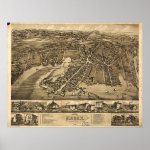 Pictorial Map of Essex Connecticut (1881) Poster