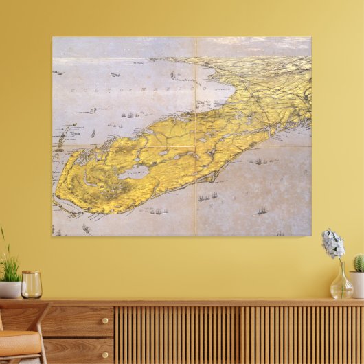  Pictorial Map of Florida (1861) Canvas Afdruk (Insitu (Woonkamer))