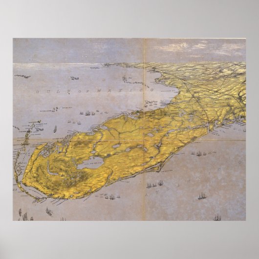  Pictorial Map of Florida (1861) Poster (Voorkant)