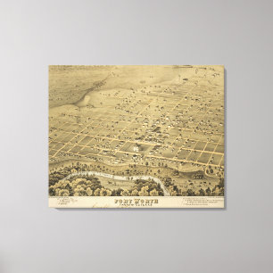  Pictorial Map of Fort Worth Texas (1876) Canvas Afdruk