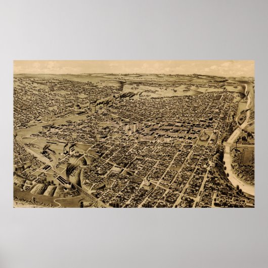 Pictorial Map of Fort Worth TX (1891) Poster (Voorkant)