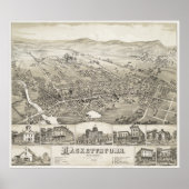  Pictorial Map of Hackettstown NJ (1883) Poster (Voorkant)