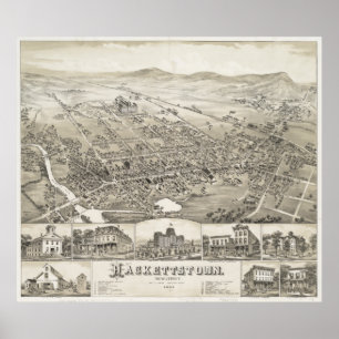  Pictorial Map of Hackettstown NJ (1883) Poster