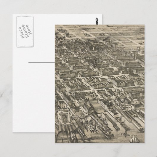  Pictorial Map of Hoboken NJ (1881) Briefkaart (Voorkant / Achterkant)