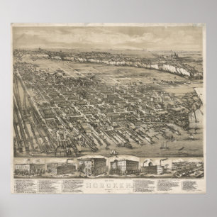  Pictorial Map of Hoboken NJ (1881) Poster