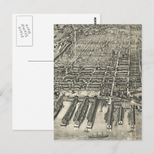  Pictorial Map of Hoboken NJ (1904) Briefkaart (Voorkant / Achterkant)